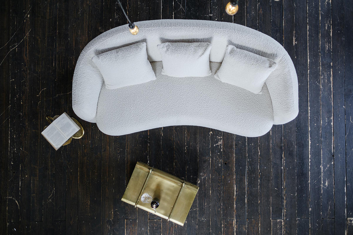 SOFA RADA Cremeweiß Webstoff - Creme/Schwarz, Textil (209/83/109cm) - KAWOLA