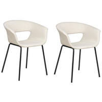 ESSZIMMERSTUHL 2er-Set Stoff hellbeige/schwarz Elma - Beige/Schwarz, Textil (63/76/50cm) - Beliani
