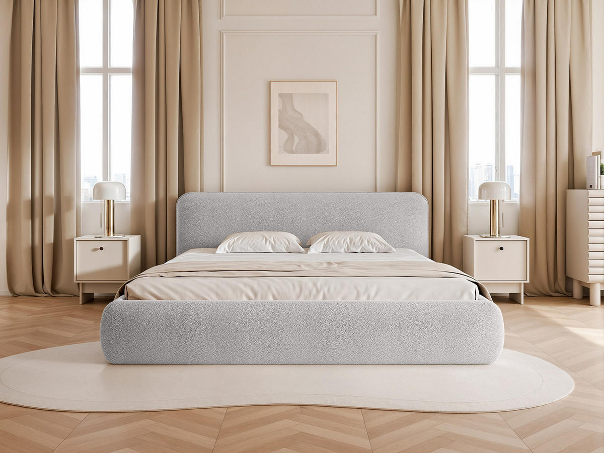 POLSTERBETT Herat 160x200 cm, Silber - Hellgrau, Textil (200/160cm) - Fedve