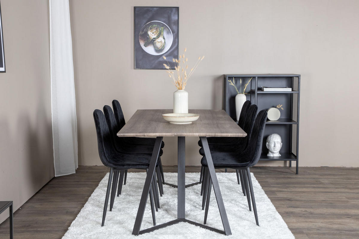 TISCHGRUPPE Schwarz - Schwarz, Holzwerkstoff (90/75/180cm) - ebuy24