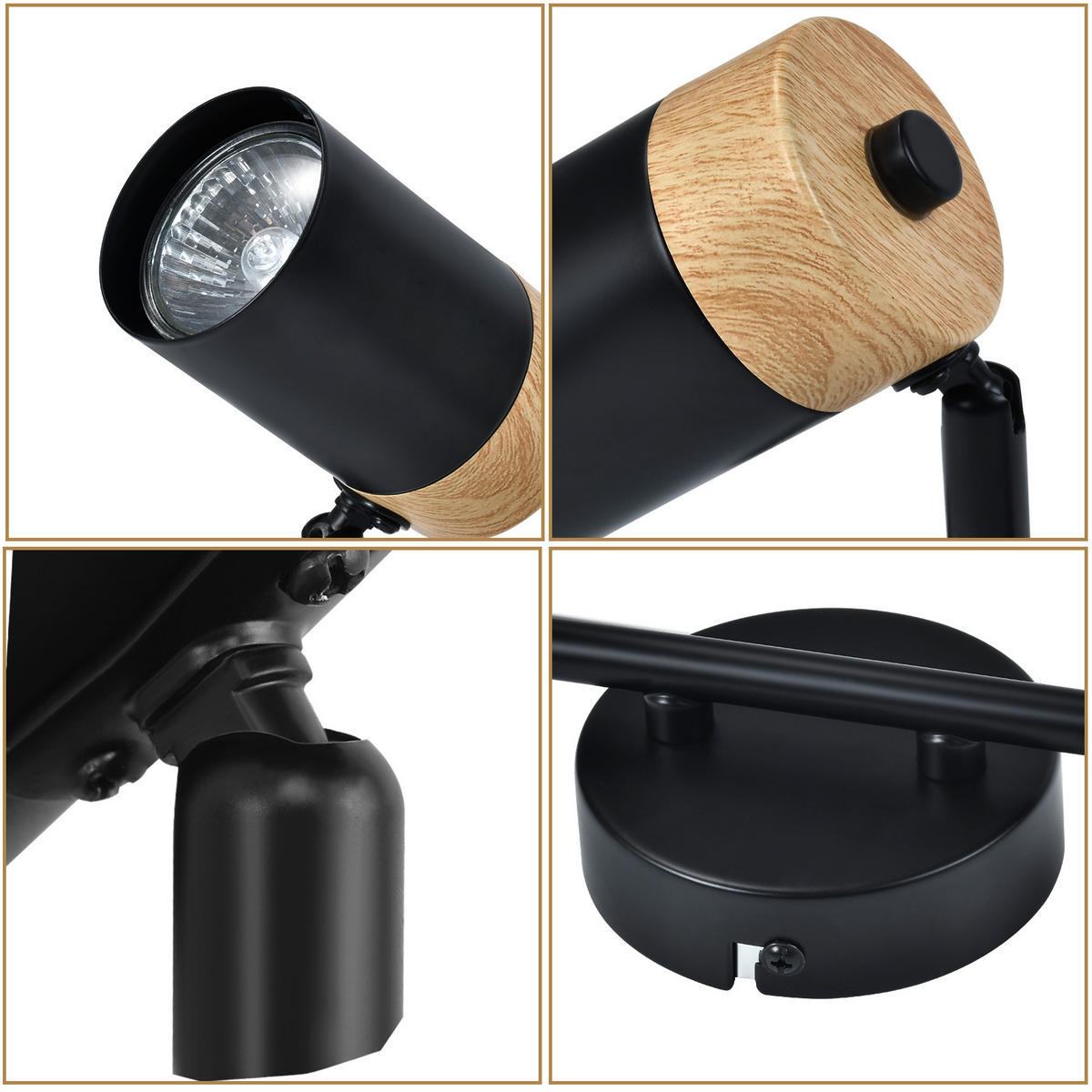 DECKENSTRAHLER Jinbe 30/10/19cm - Schwarz, Metall (30/10/19cm) - ZMH