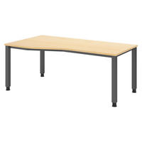 SCHREIBTISCH Serie-Q Gestell: Graphit 100/180/74 cm in Ahornfarben - Ahornfarben, Holzwerkstoff (100/180/74cm) - bümö