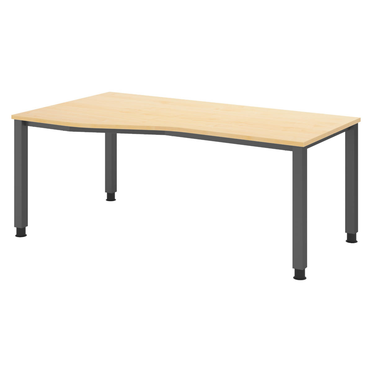 SCHREIBTISCH Serie-Q Gestell: Graphit 100/180/74 cm in Ahornfarben - Ahornfarben, Holzwerkstoff (100/180/74cm) - bümö
