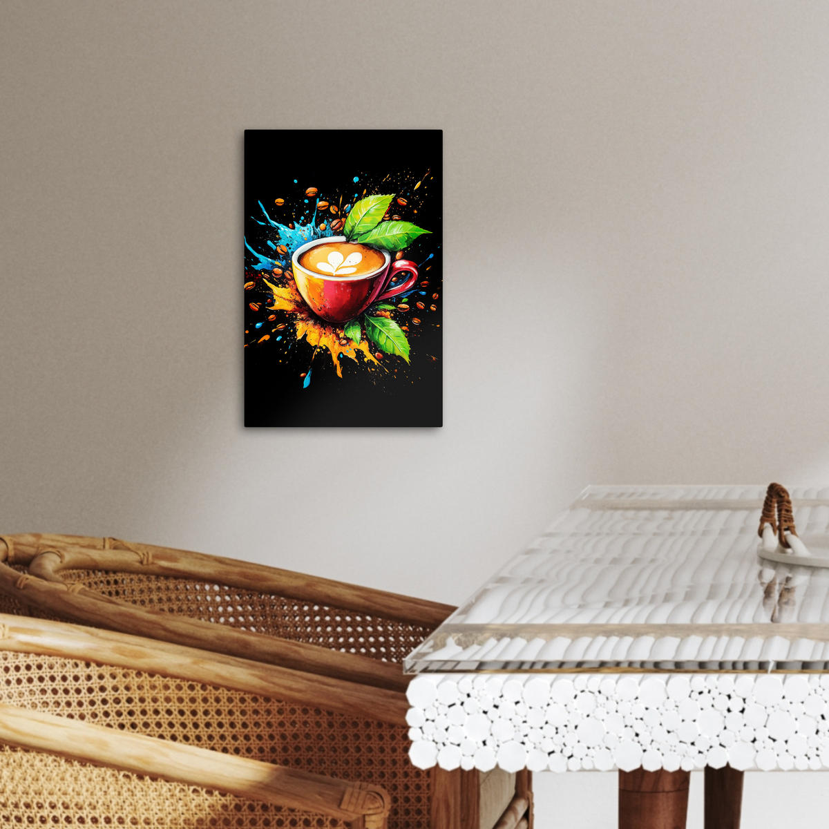 LEINWANDBILD Kaffee - Graffiti - Trinken - Abstrakt 20x30 cm - Mokka, Textil (20/30cm) - MuchoWow