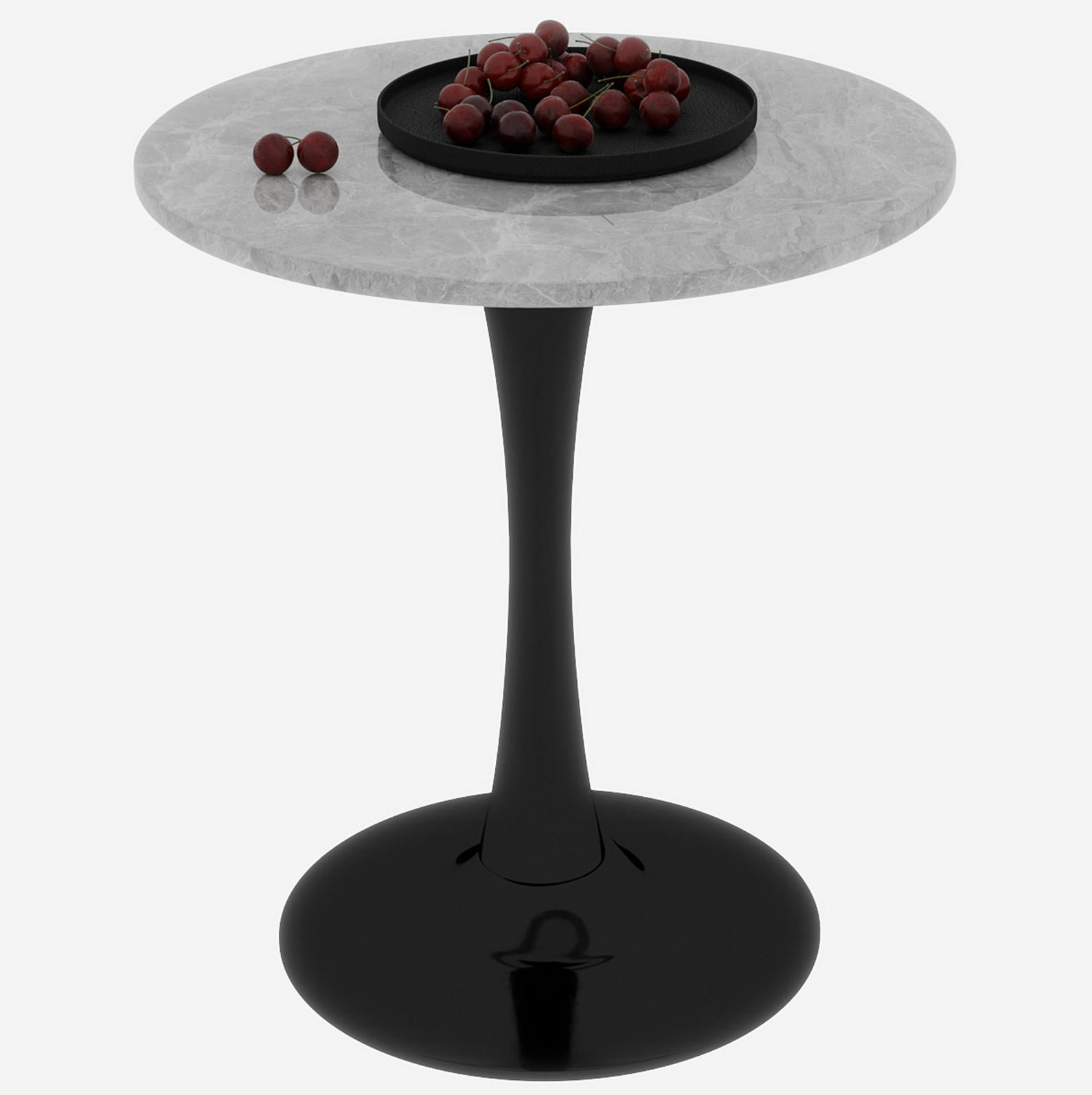 COUCHTISCH 70 cm in Schwarz/Grau aus Kunstmarmor–rund und vielseitig - Grau, Stein (70/70/72cm) - Flora Grace