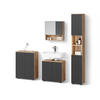 BADMÖBEL-SET Ronco Anthrazit gepunktet 4 Teile, mit Hochschrank und Kommode - Anthrazit/Eiche Wotan, Holzwerkstoff (60/59/30cm) - Livinity®