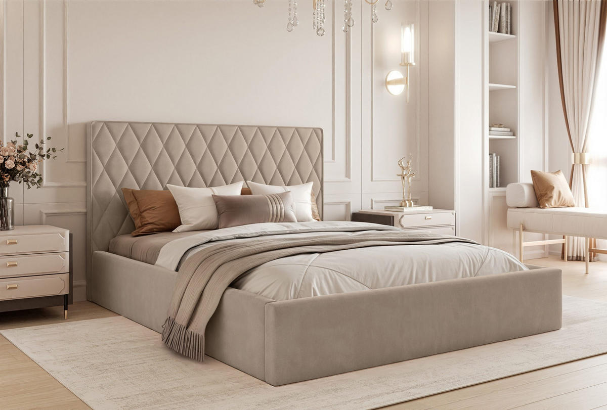 POLSTERBETT Cupo 200x200 cm, Beige - Beige, Textil (200/200cm) - Fedve
