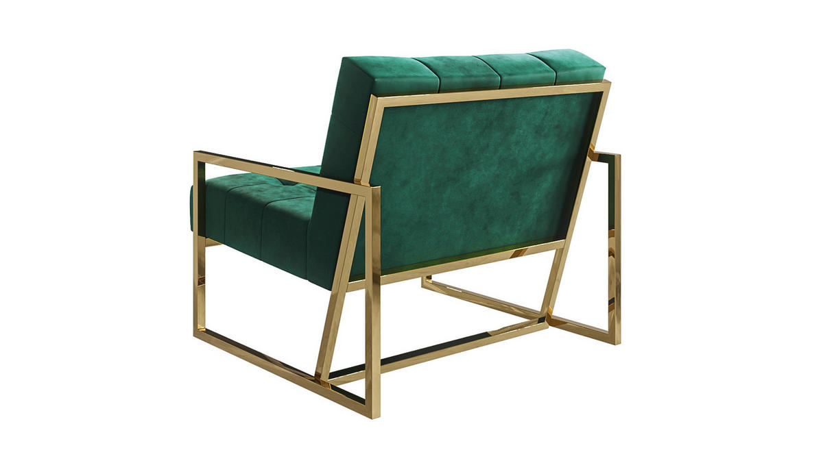 LOUNGESESSEL Duban Grün Samtstoff - Smaragdgrün/Goldfarben, Holz/Textil (84/81/89cm) - S-Style Möbel