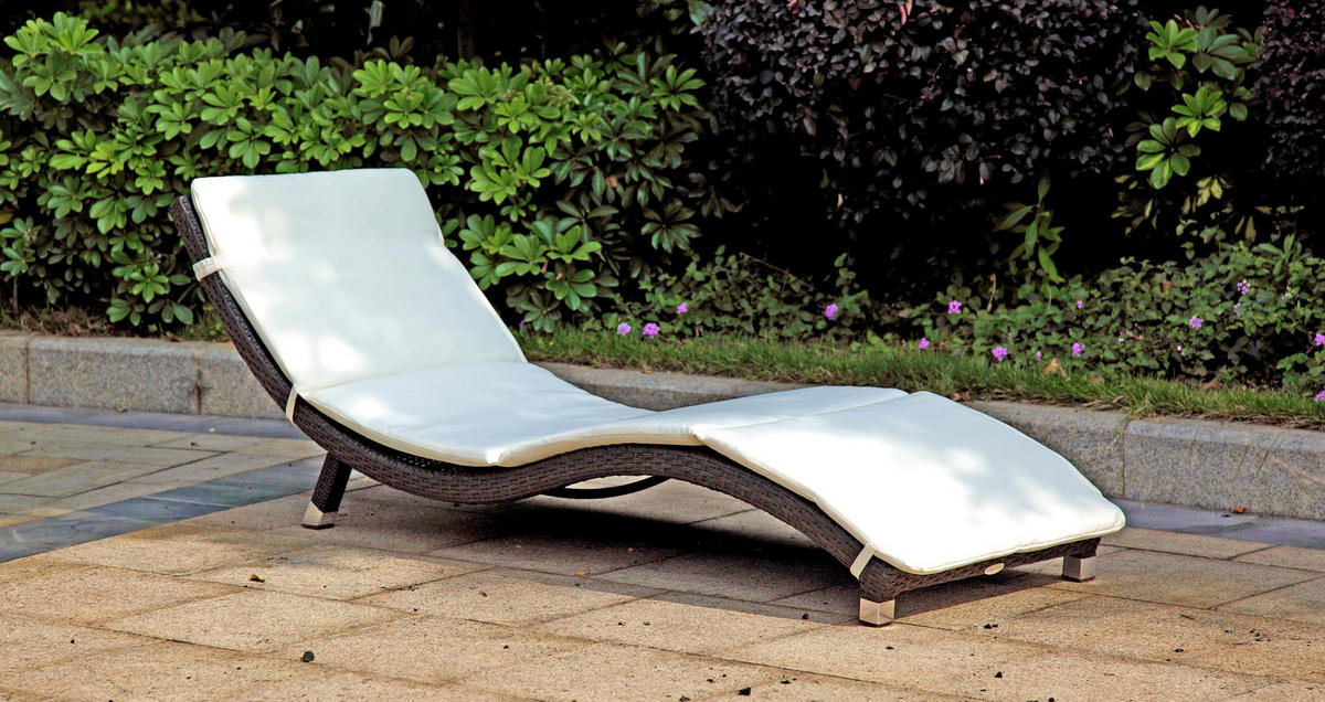 SONNENLIEGE Alice mit Auflage Coffee Kunststoff Gartenliege Wellig - Mokka, Kunststoff (59/62/185cm) - DELUKE