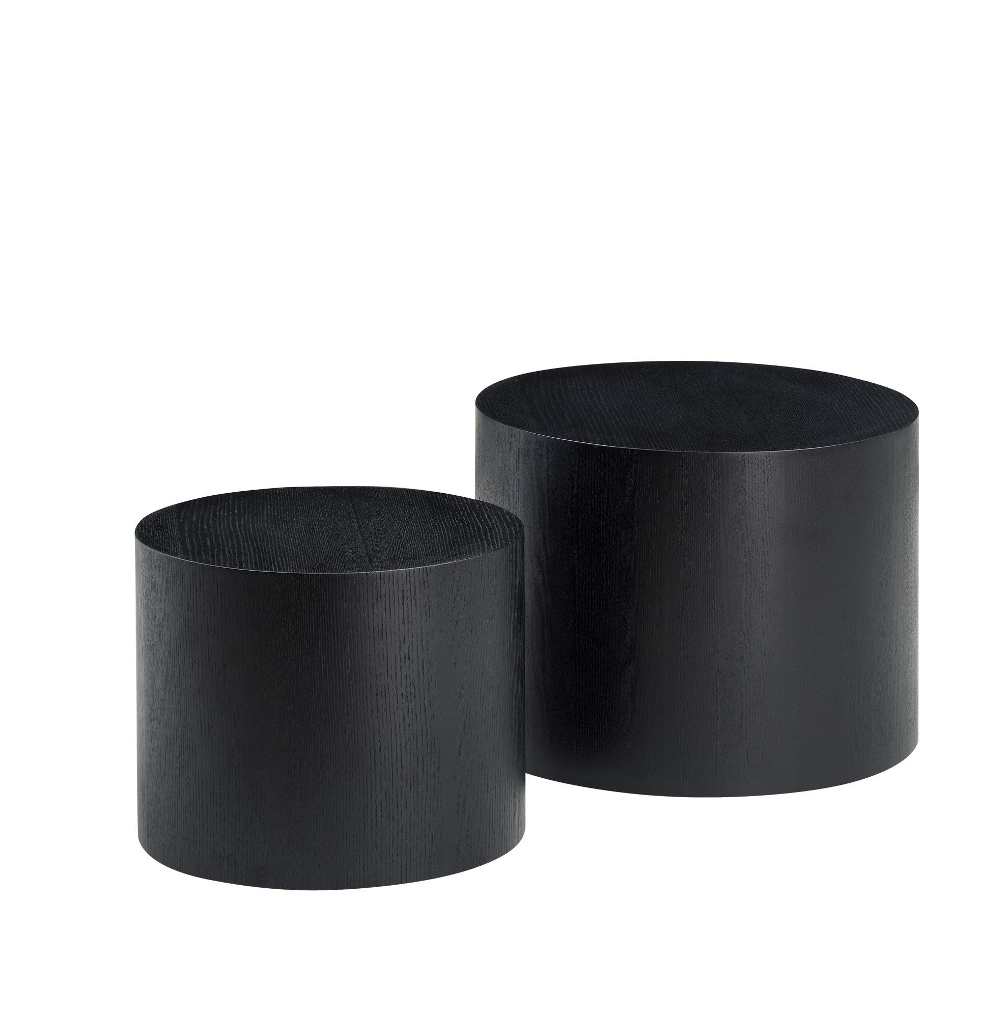 COUCHTISCH-SET 48/48/38 und 38/38/32 cm, 2-teilig aus MDF, platzsparend nestbar, Schwarz - Schwarz, Holzwerkstoff (48/48/38cm) - Redom