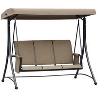 3-SITZER HOLLYWOODSCHAUKEL DE-07035 verstellbares Sonnendach, Ablage, Aluminium Braun - Braun, Metall (196/172/128cm) - ComfortXL