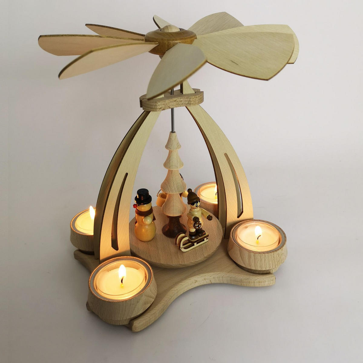 TISCH-PYRAMIDE Winterfütterung 14/18/24 cm - Multicolor, Holz (0.1/24/0.1cm) - Dekoteam24