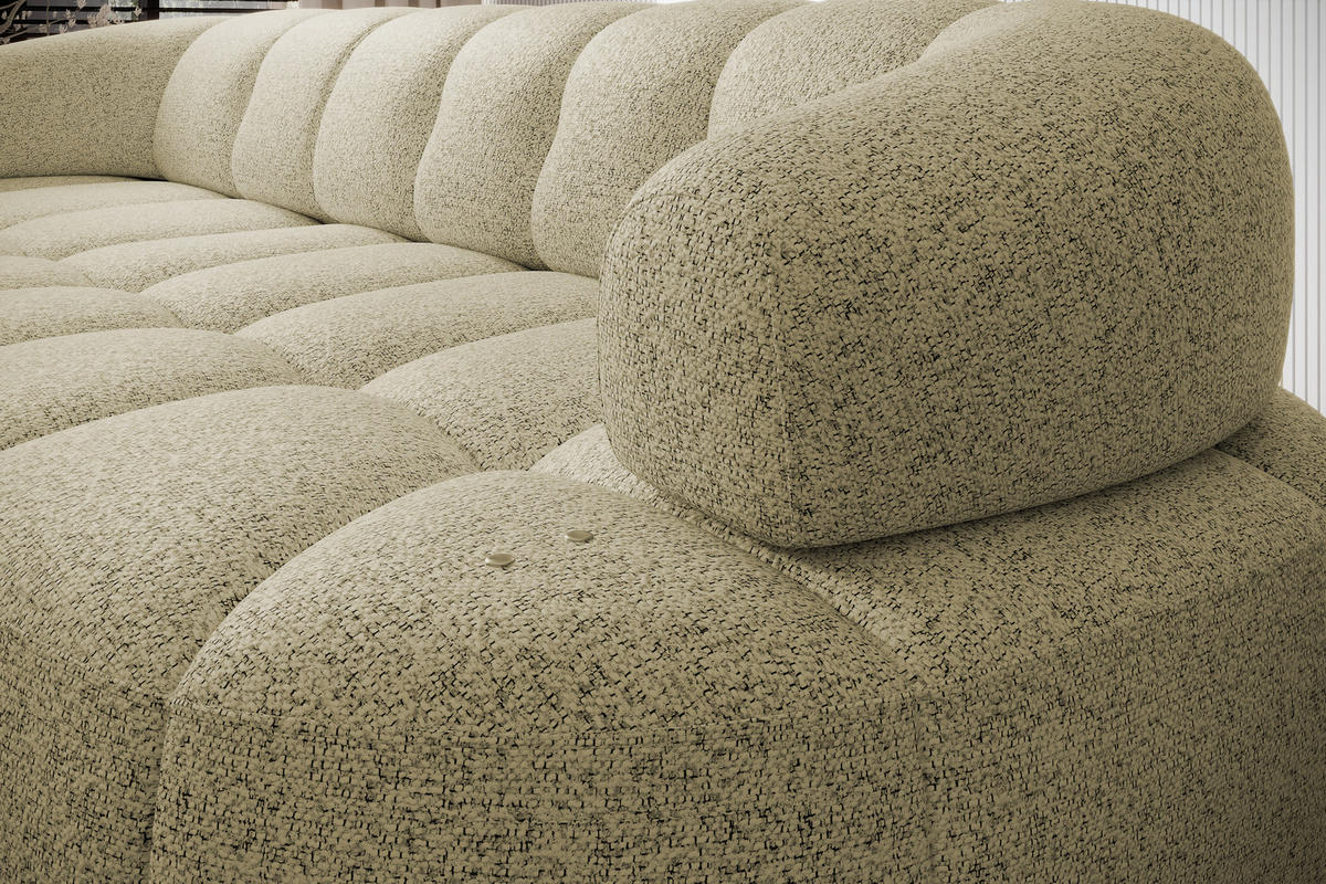 ECKSOFA WESPER S - Eckcouch Mit Elektrischer Sitzverstellung, L-förmig, Freistehend, Relaxfunktion, 183x284x79cm Linke, Sand - Sandfarben, Holz/Textil (113/284cm) - DomoHome