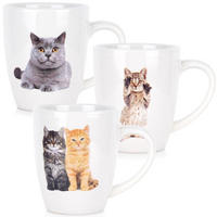 KERAMIKBECHER-SET KATZEN, Keramik, weiß, 3 Stk., 220 ml - Weiß, Keramik (0.22L) - Excellent Houseware