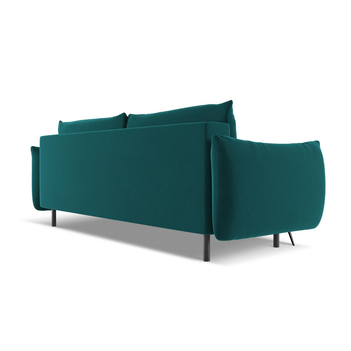 3-SITZER SOFA mit Schlaffunktion Samt Stoff Blau - Blau/Petrol, Textil/Metall (230/86/105cm) - LaMiaSofa
