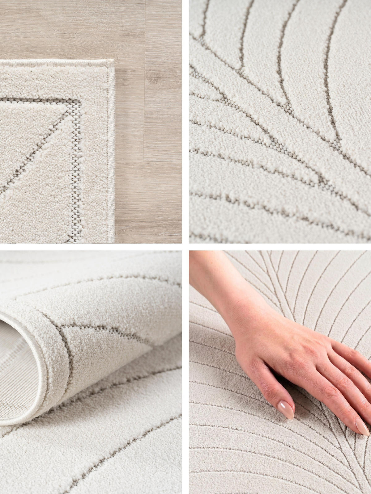 TEPPICH Outdoor, Fußbodenheizung-geeignet, mit Blattmotiv, aus Polypropylen, ENGADIN in Creme, Ø 160 cm - Beige, Textil (160/160cm) - KADIMA DESIGN
