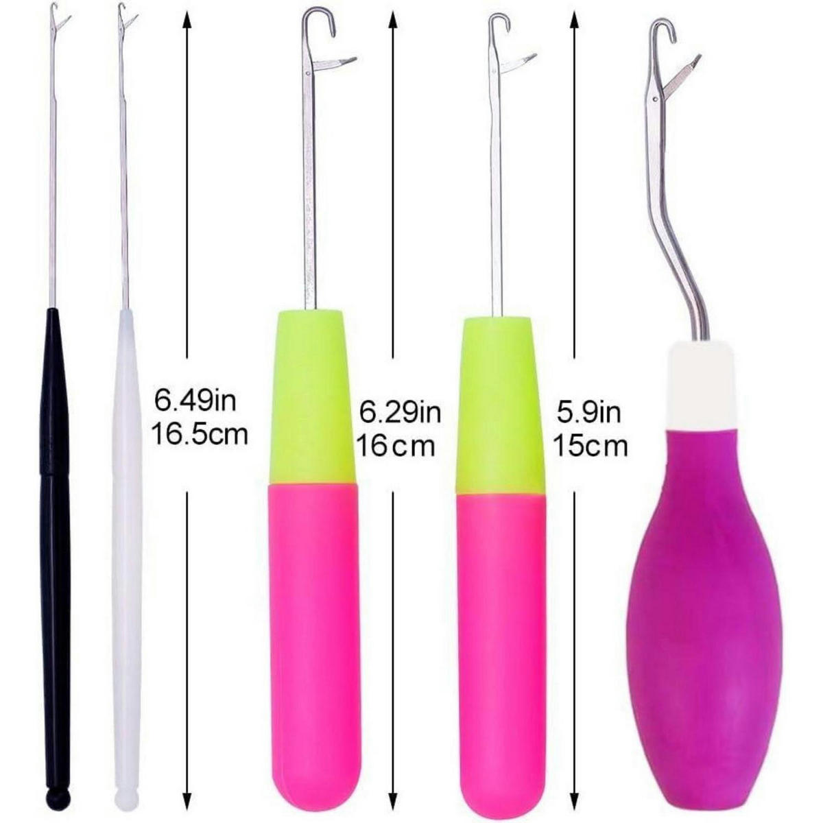 HÄKELNADEL Set 5-teilig für Haarverlängerung und Teppichherstellung - Multicolor, Metall (1/1/16.5cm)