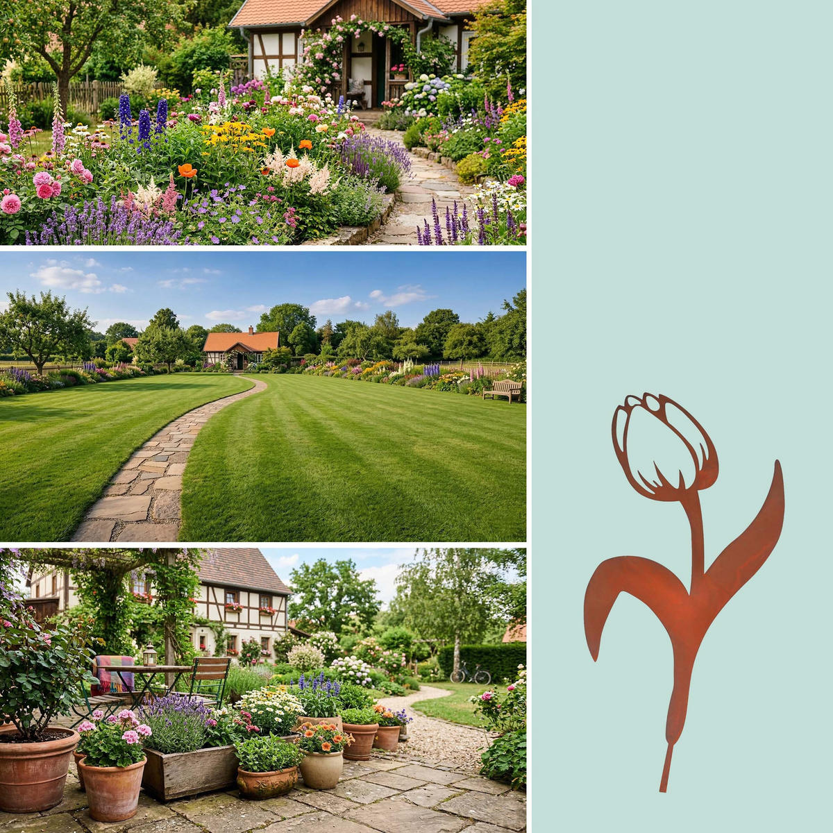 2XZÁHRADNÝ zápich - hnedá, kov (0.2cm) - Relaxdays