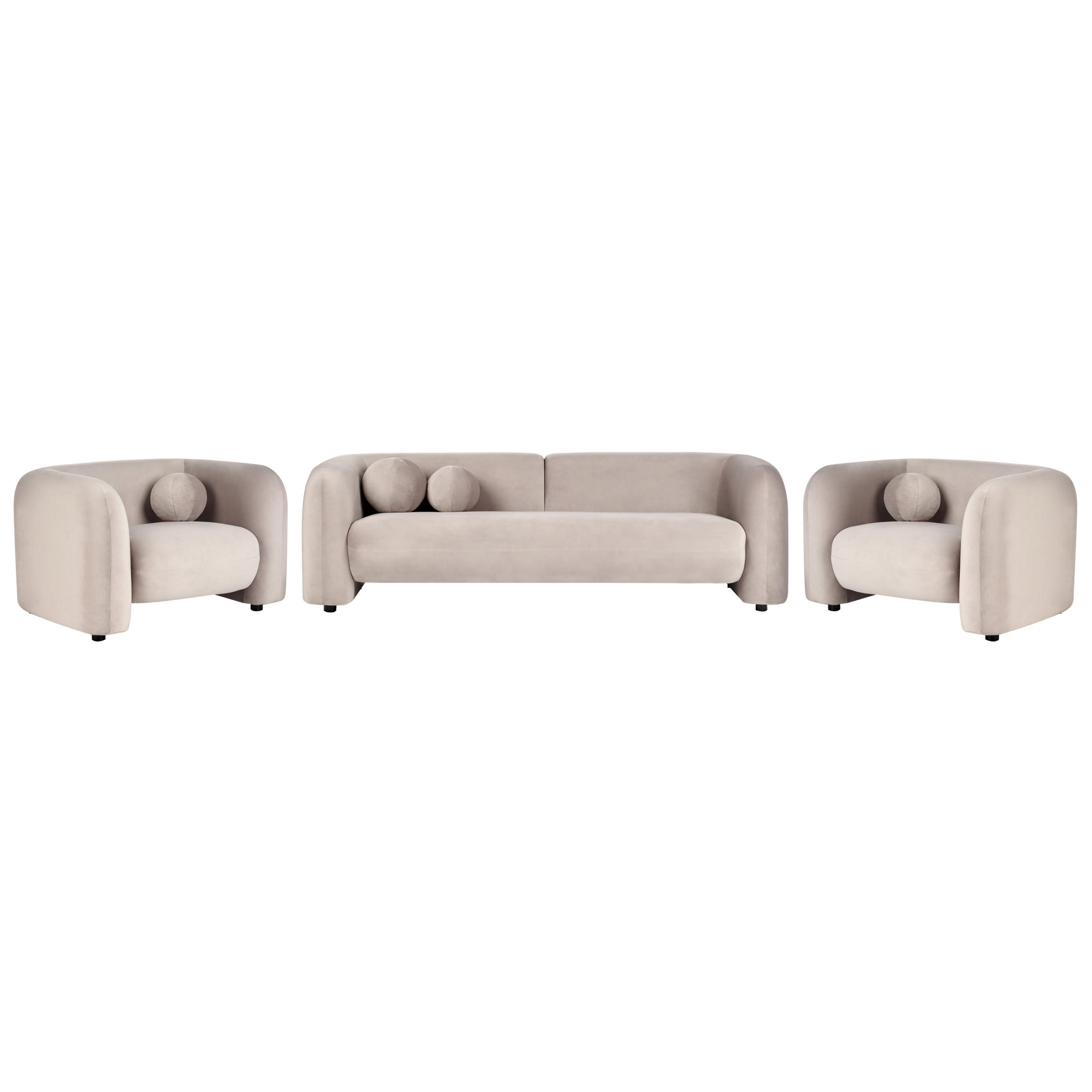 5-SITZER-SOFA SET Samtstoff taupe Leiren - Beige, Textil (83/83/224cm) - Beliani