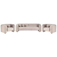 5-SITZER-SOFA SET Samtstoff taupe Leiren - Beige, Textil (83/83/224cm) - Beliani