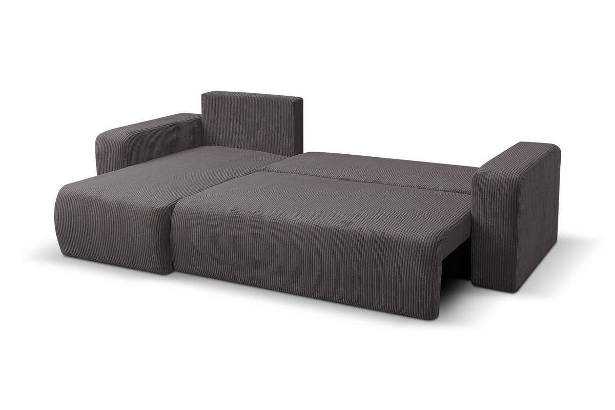 ECKSOFA LUNA mit Schlaffunktion und Bettkasten Cord-Stofff (Dunkelgrau) - Dunkelgrau, Textil (244/142cm) - VENASI MÖBEL