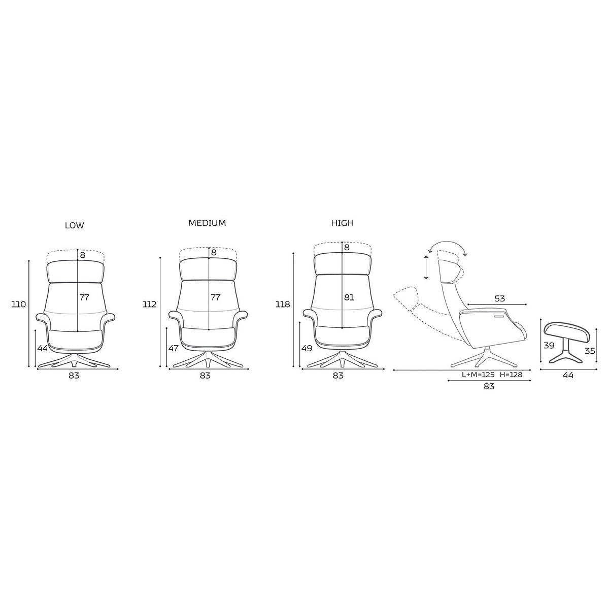 RELAXSESSEL - Echtleder - Kastanienfarben/Schwarz, Leder/Metall (83/118/83cm) - home24