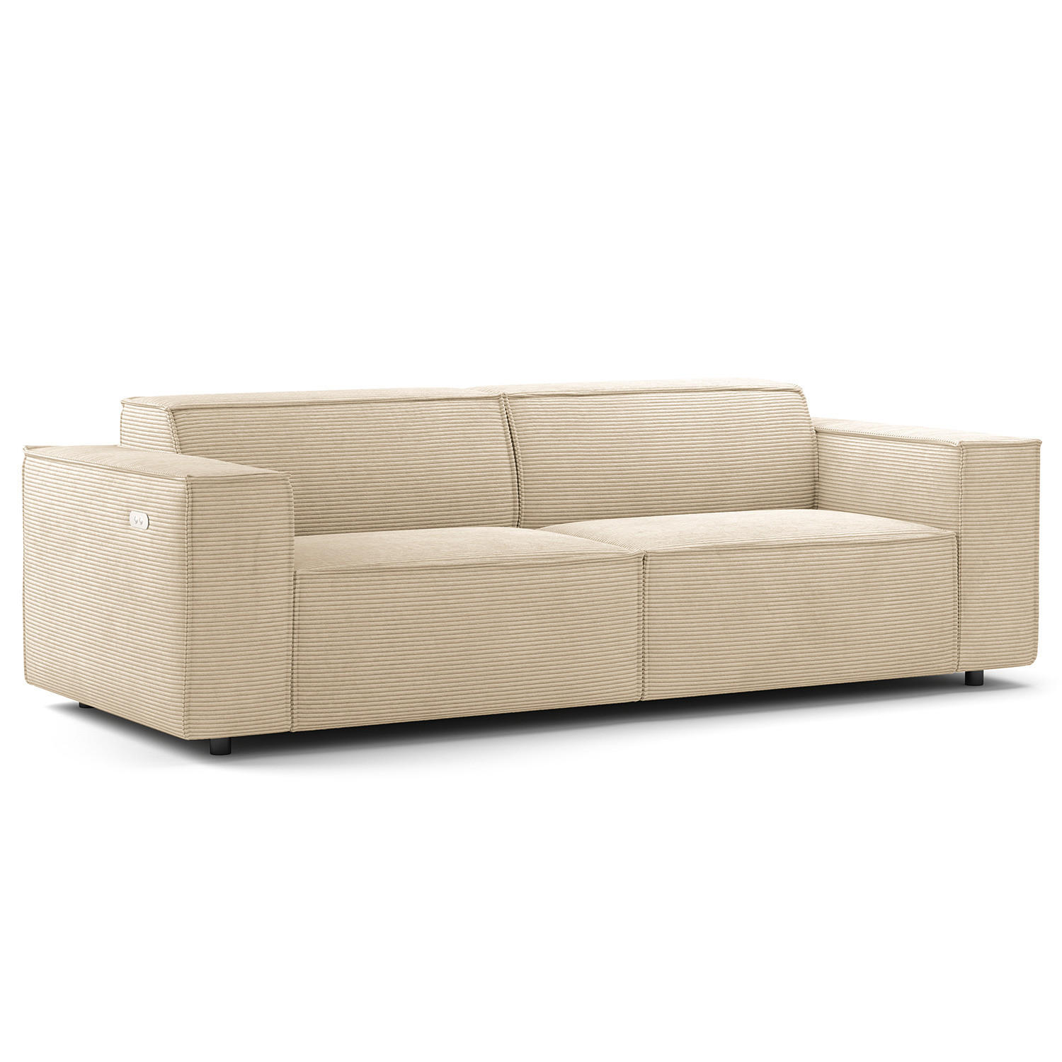 2,5-SITZER SOFA - Beige/Schwarz, Kunststoff/Textil (223/70/96cm) - home24