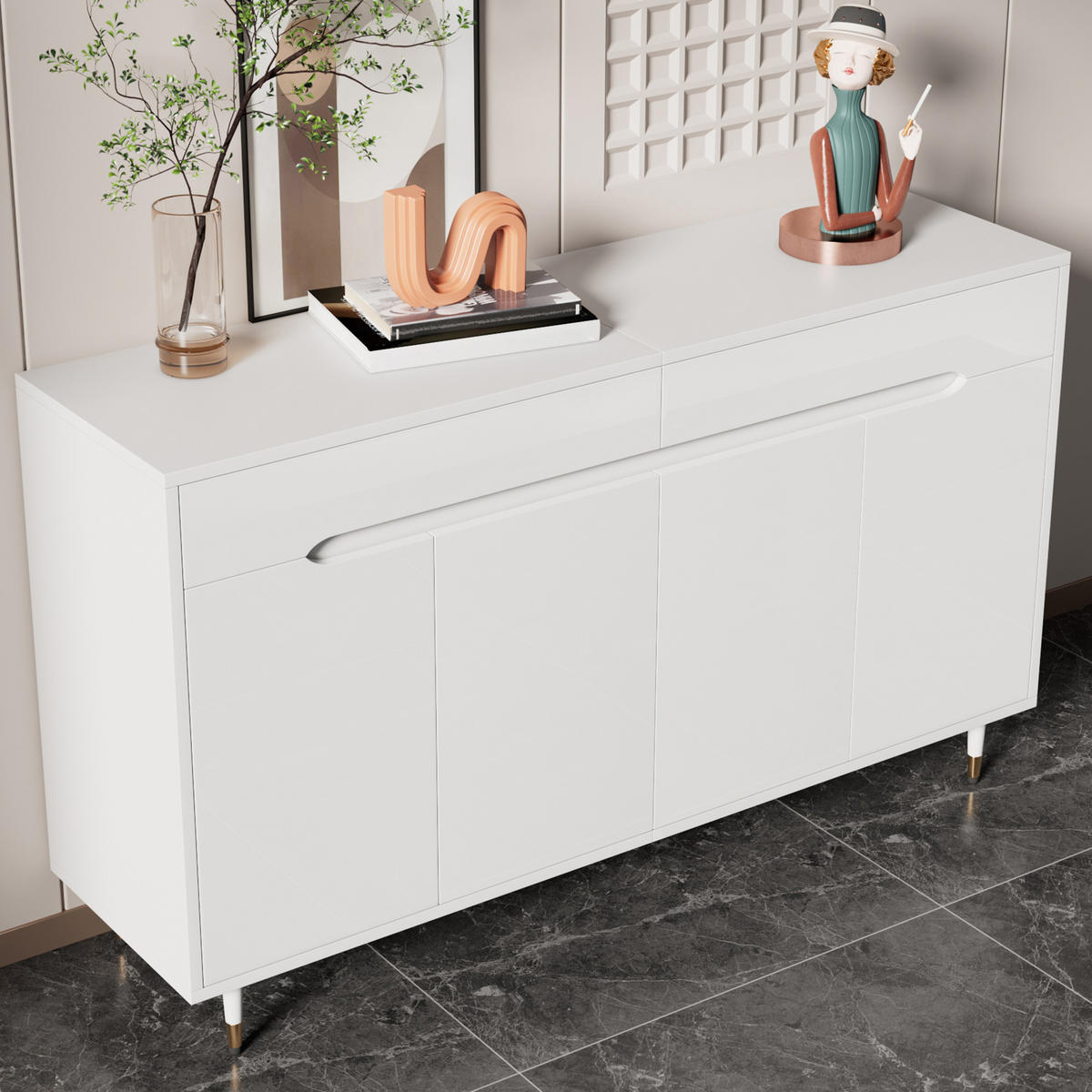 SCHUHSCHRANK aus Spanplatte 140x39x84cm in Weiß mit Soft-Close - Weiß, Holzwerkstoff (140/84/39cm) - Modfu