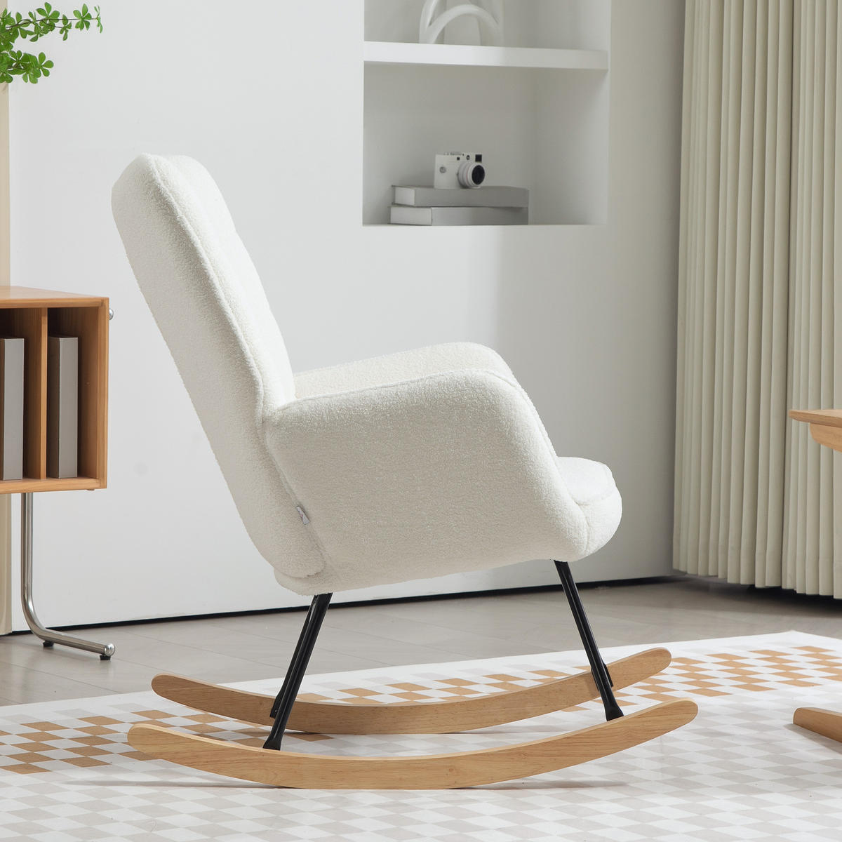SCHAUKELSTUHL Sessel Relaxsessel bis 120 kg, Polyester, Weiß 98x71x101cm - Weiß, Textil (98/101/71cm) - HOMCOM