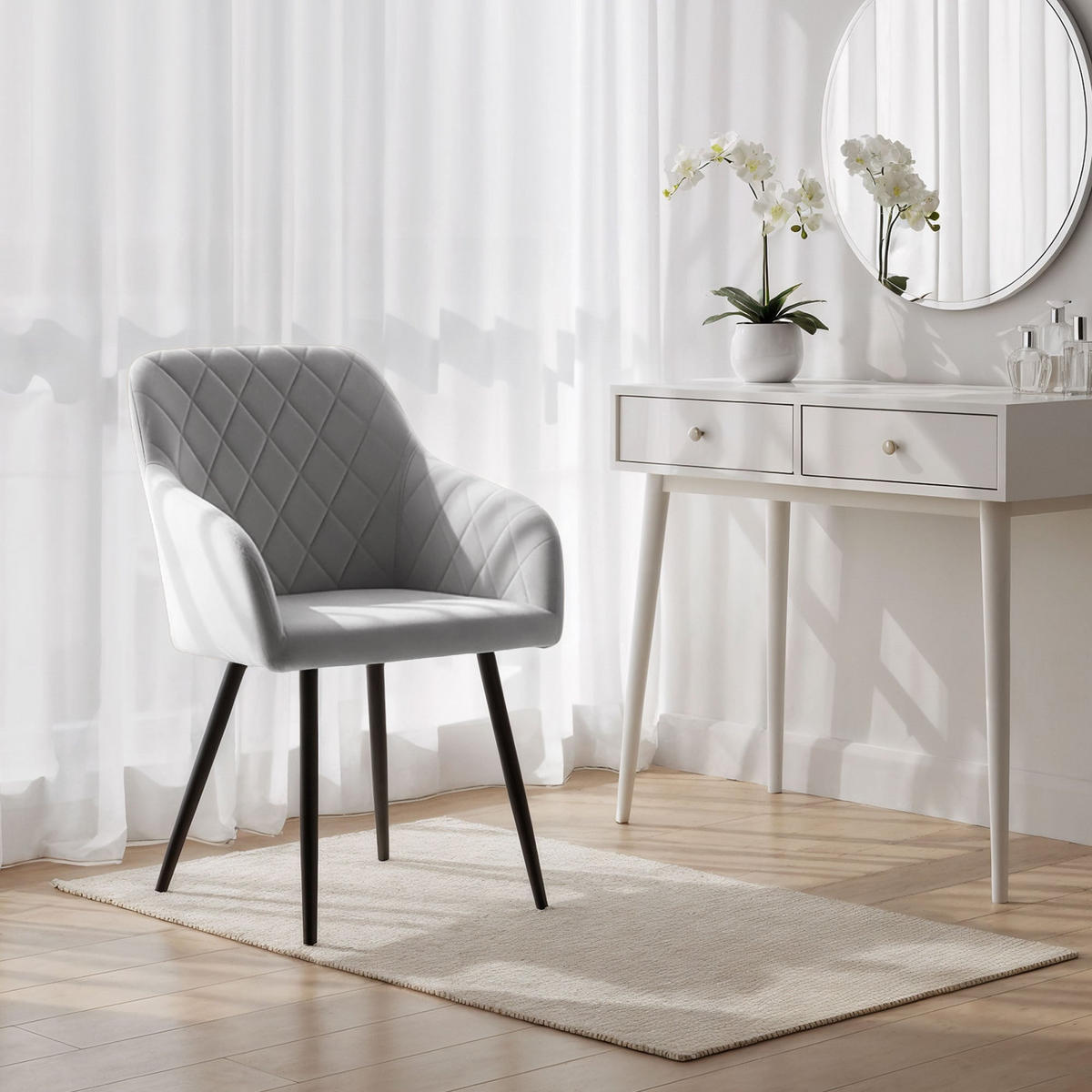 POLSTERSTUHL 6er Set, Metallbeine Grau, Schwarz 54,5/82/58 - Schwarz/Grau, Textil (55/82/58cm) - RAUMHIRSCH FURNITURE