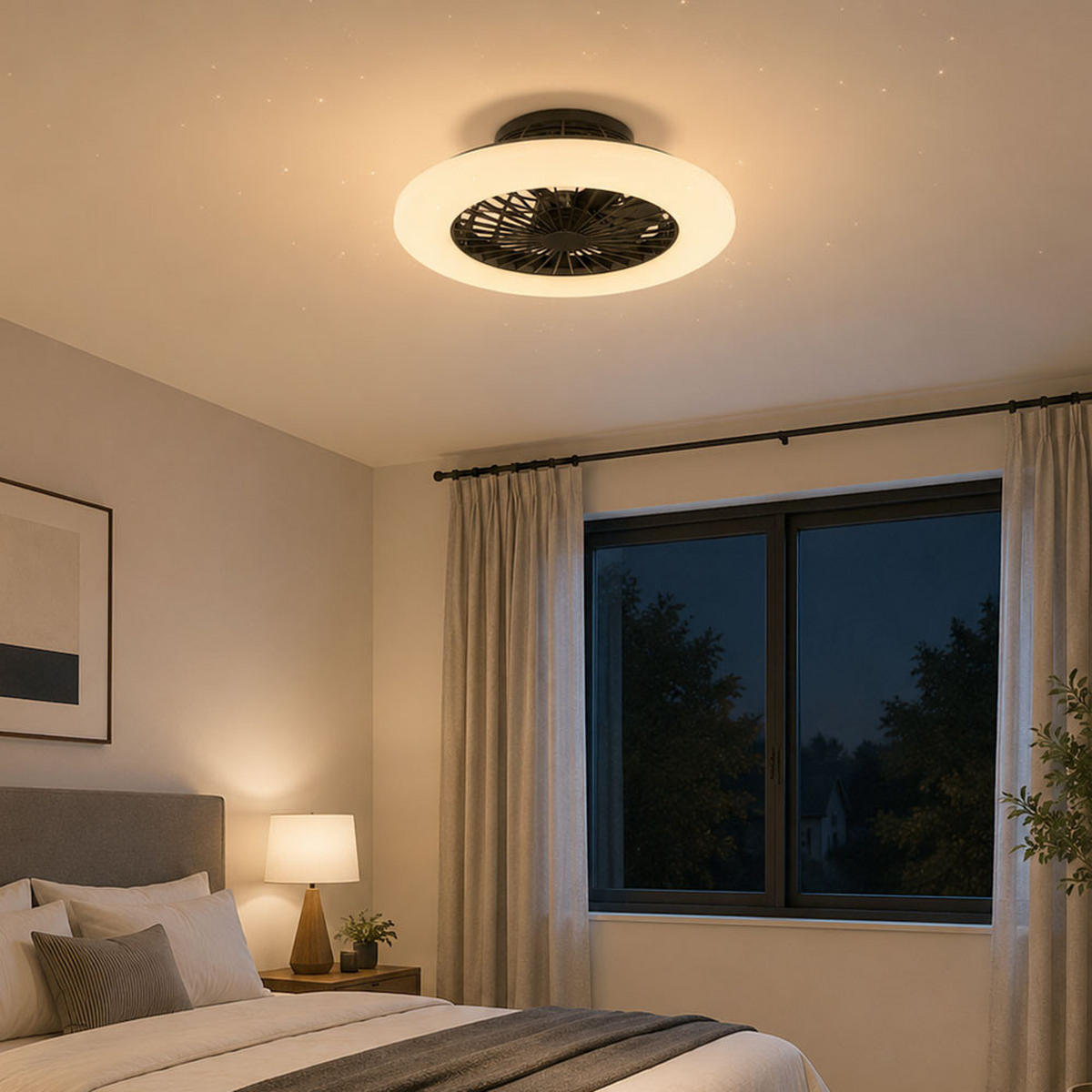 LED DECKENLEUCHTE Deckenventilator Weiß - Weiß, Metall (50/50/17.5cm) - Globo Lighting