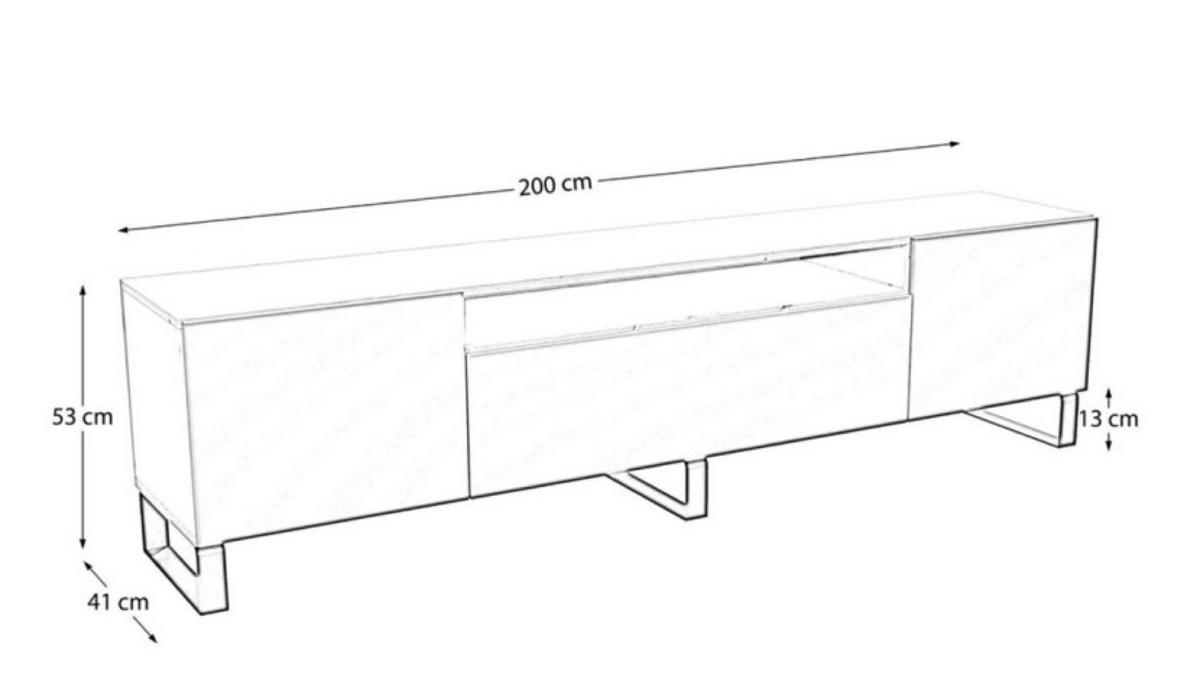 TV-SCHRANK Schwarz LION Metallbeine 200 cm - Schwarz, Holzwerkstoff (200/53/41cm) - Sepro Meble
