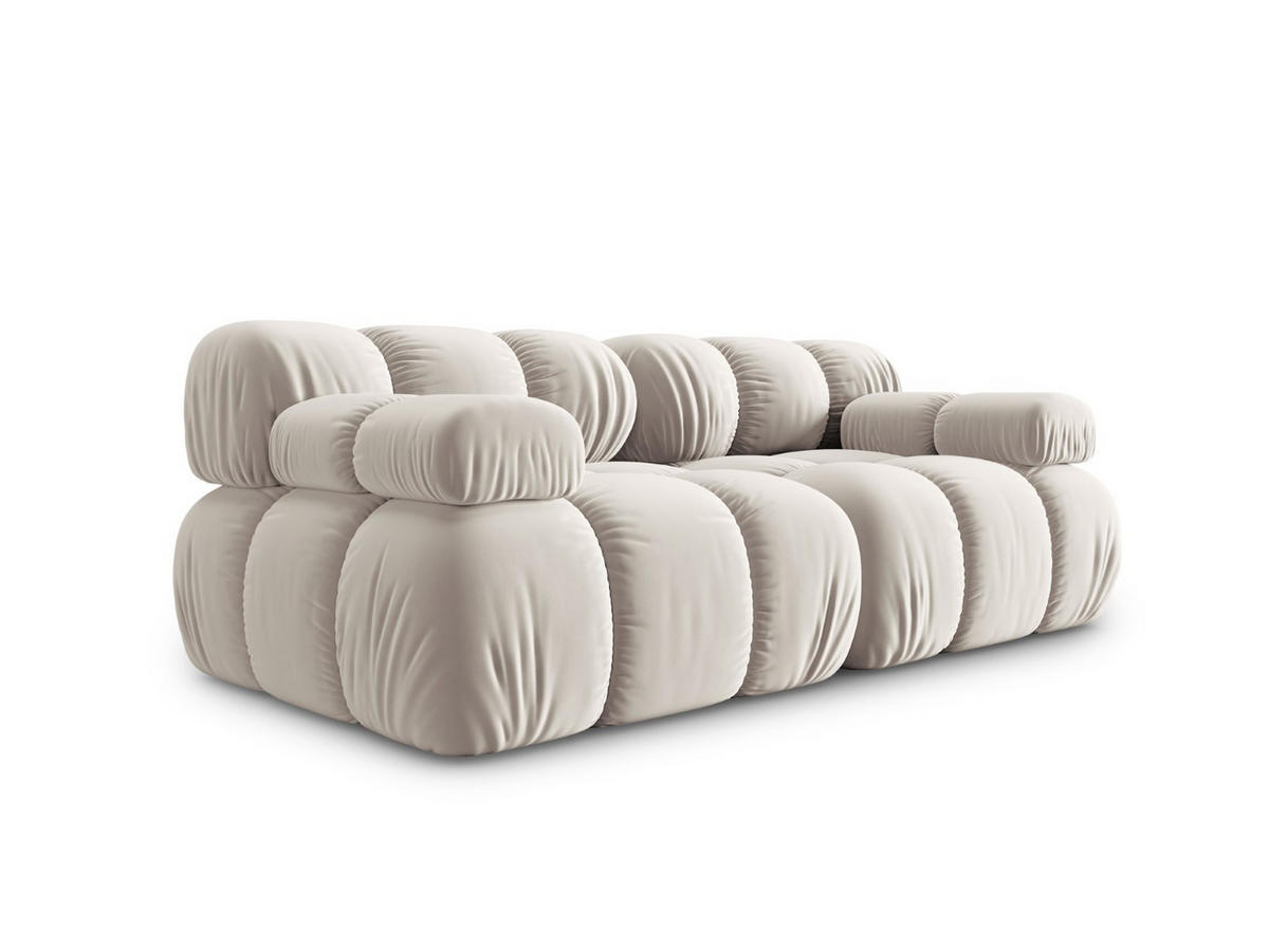 MODULARES-SOFA Bellis aus Samt leichtes beige 2 Sitzplätze - Creme, Textil (94/63/188cm) - Micadoni