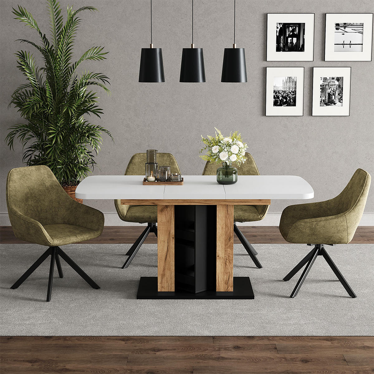 ESSTISCH Fenaro Weiß/Goldkraft Eiche 120 x 80 cm - Honigeiche/Weiß, Holzwerkstoff (80/120/76cm) - Vicco