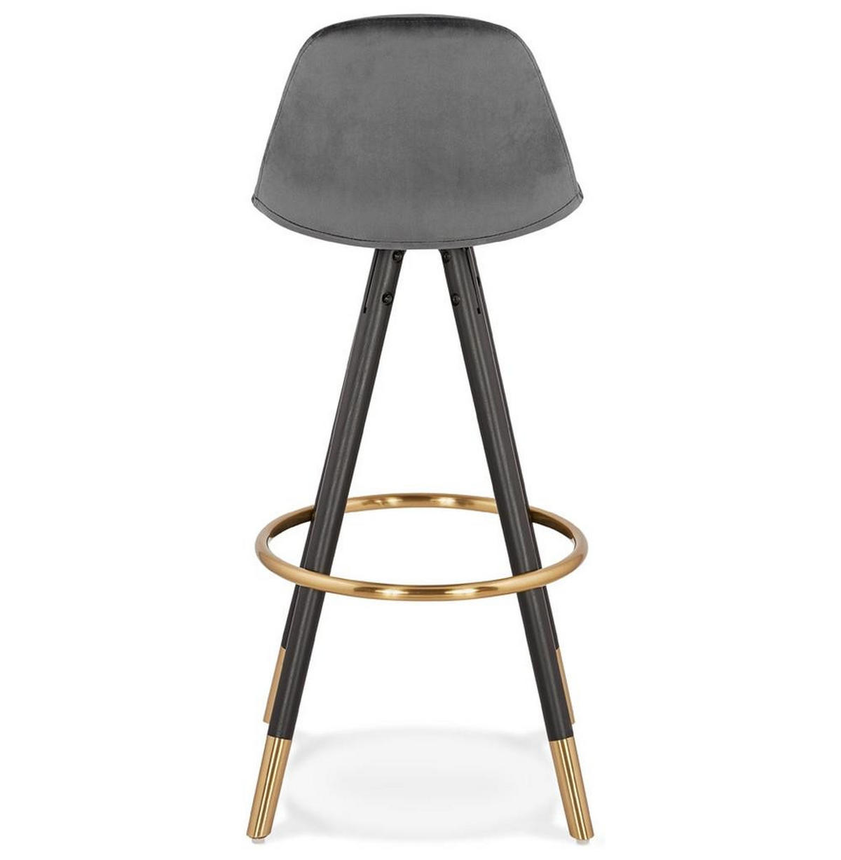 BARHOCKER Samt Holzbeine Sitzhöhe 75cm Eleganter Stil LURALI, Grau 41x41x97 cm - Schwarz/Grau, Buchenholz/Textil (41/97/41cm) - KADIMA DESIGN