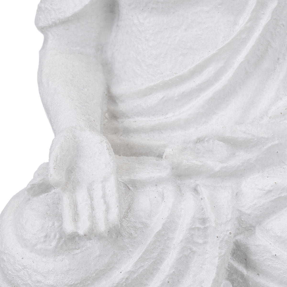 BUDDHA-FIGUR - Weiß, Kunststoff (10/17.5/7.5cm) - Relaxdays