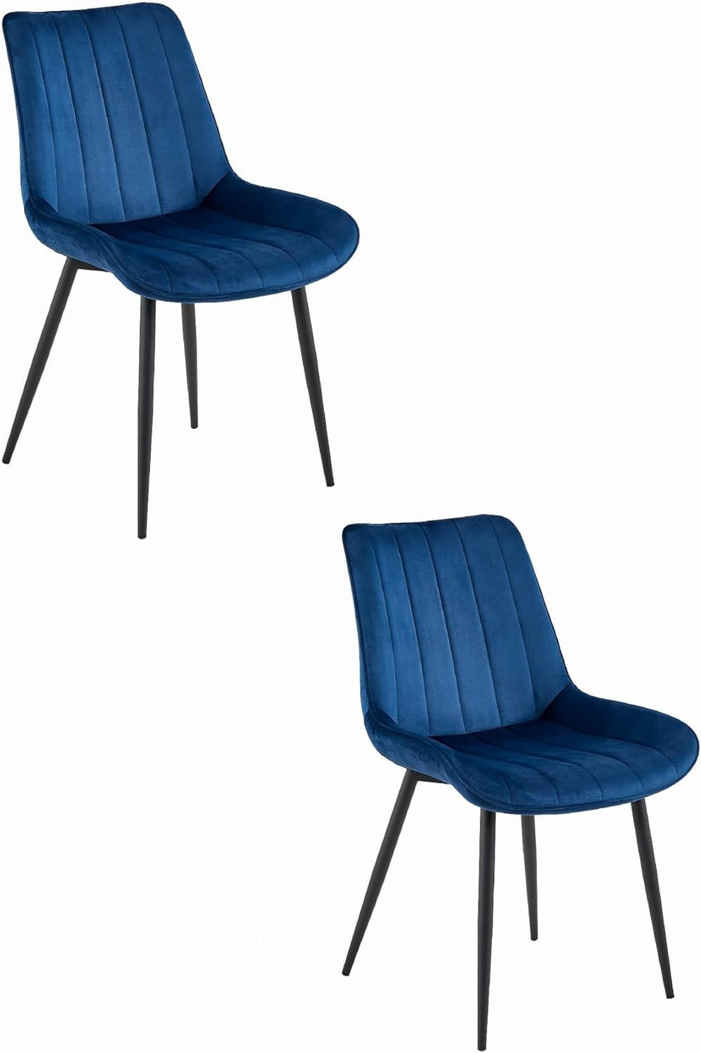 ESSZIMMERSTUHL Marineblauer Velours, geriffelte Rückenlehne, bequeme Sitzfläche - Blau, Textil (56/89/43cm) - Best For Home