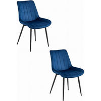 ESSZIMMERSTUHL Marineblauer Velours, geriffelte Rückenlehne, bequeme Sitzfläche - Blau, Textil (56/89/43cm) - Best For Home