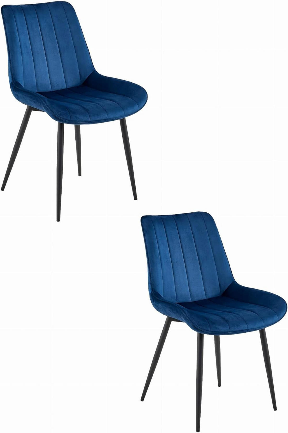 ESSZIMMERSTUHL Marineblauer Velours, geriffelte Rückenlehne, bequeme Sitzfläche - Blau, Textil (56/89/43cm) - Best For Home