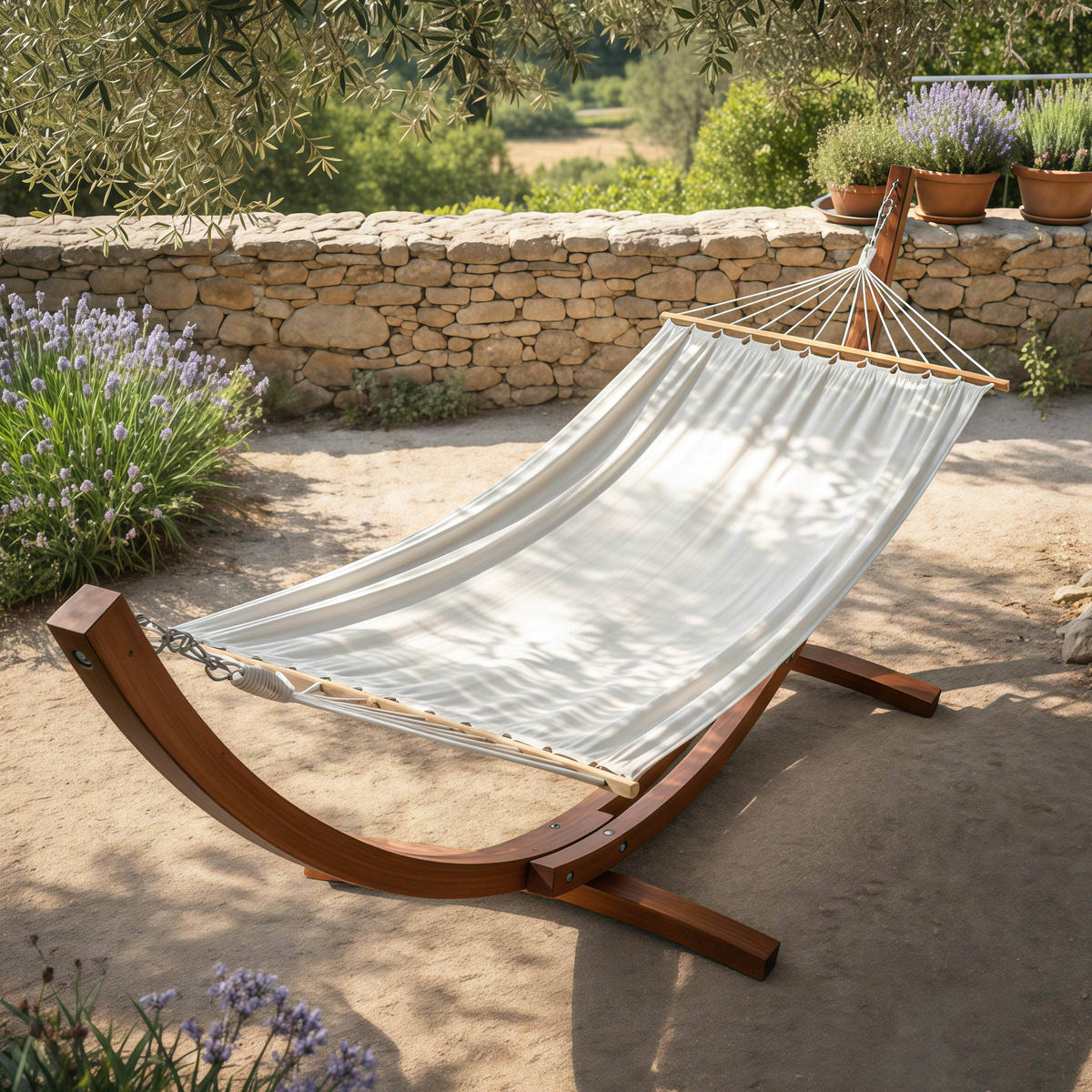 HÄNGEMATTE, Weiß - Weiß, Holz (110/110/300cm) - Oviala