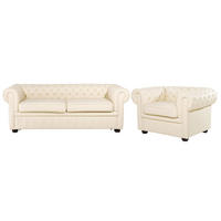 SOFA-SET 4-sitzer Leder Beige Chesterfield - Beige, Leder (195/70/90cm) - Beliani