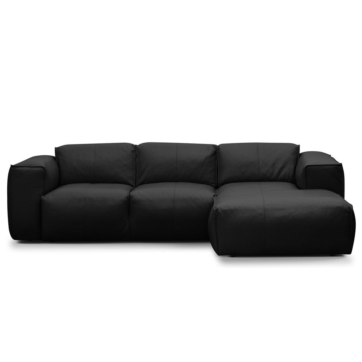 3-SITZER ECKSOFA mit Longchair - Schwarz, Leder/Kunststoff (251/173cm) - home24