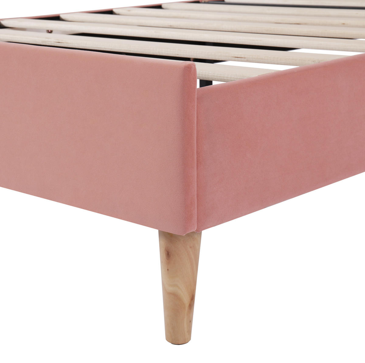 BETT mit verstellbarem Kopfteil 90x200 cm Samt Rosa - Pink, Holzwerkstoff (90/200cm) - Beauniv