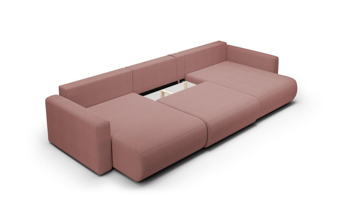 WOHNLANDSCHAFT Chaira Mit Schlaffunktion - Rosa, Holzwerkstoff/Textil (340/85/149cm) - Fun Möbel