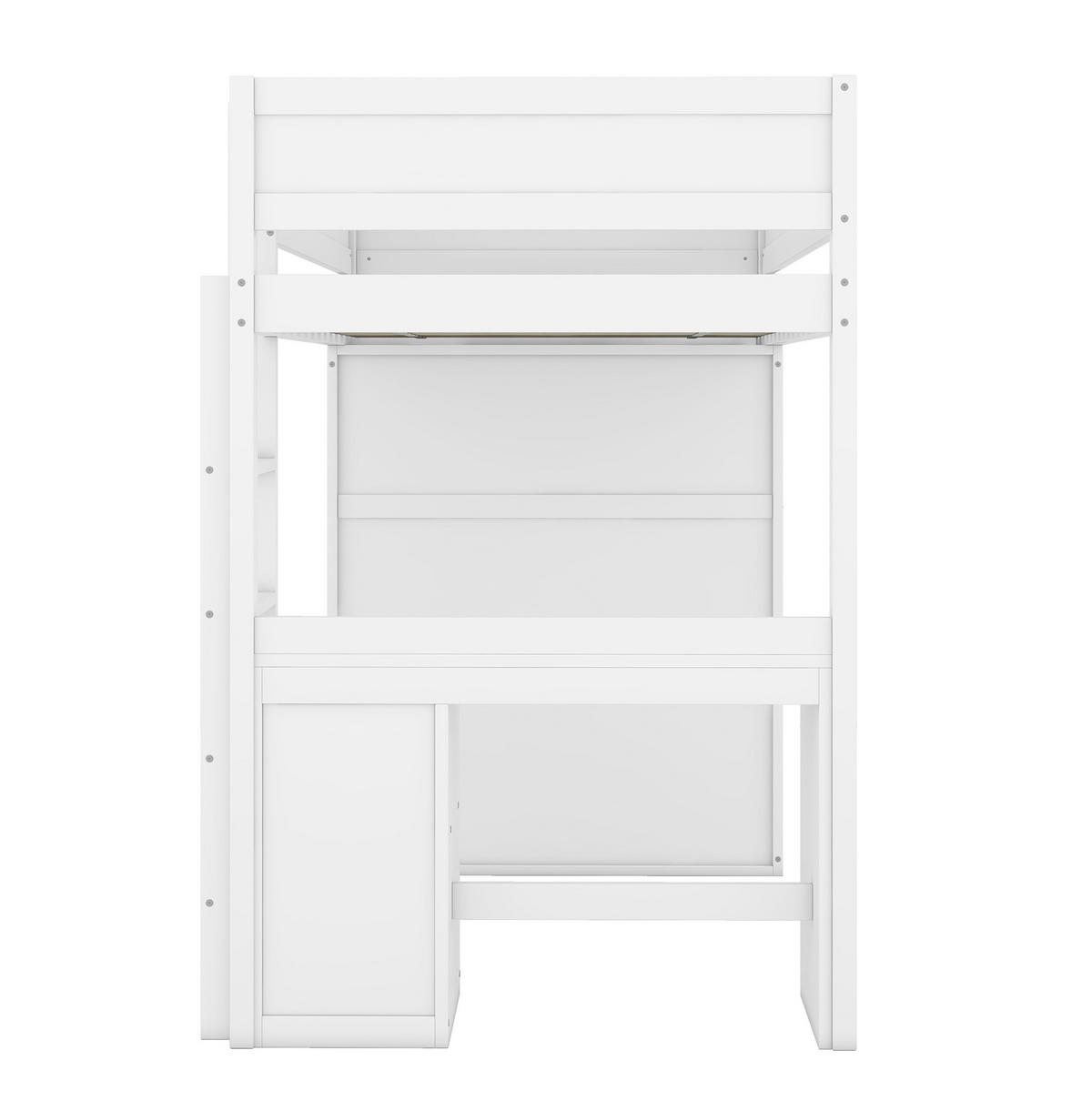 HOCHBETT 90/200 cm mit Kleiderschrank, Schreibtisch und 2 Schubladen aus Kiefern Holzwerkstoff, Weiß - Weiß, Holzwerkstoff (90/200cm) - Redom