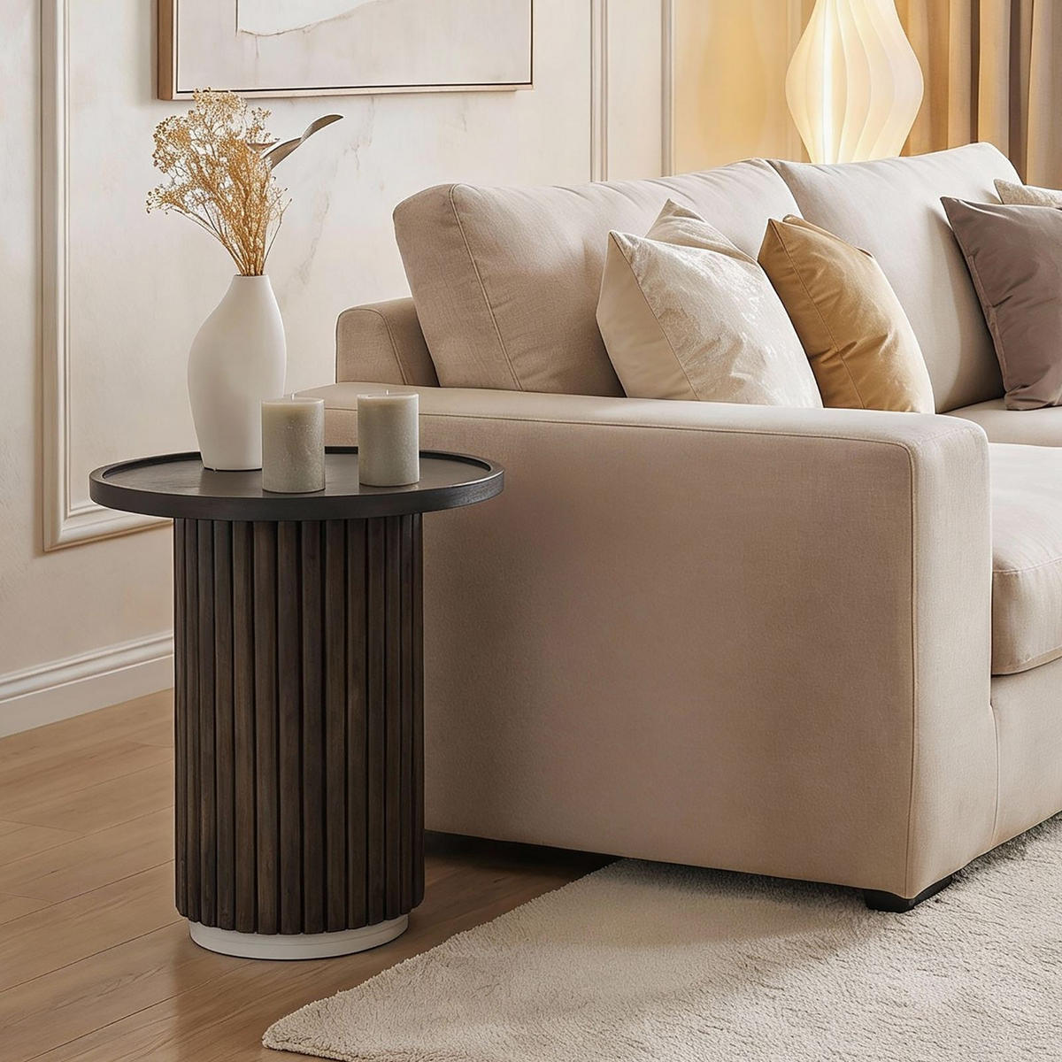 COUCHTISCH SARDA braun/weiß - Braun/Weiß, Naturmaterialien/Holz (46/46/53cm) - IDIMEX