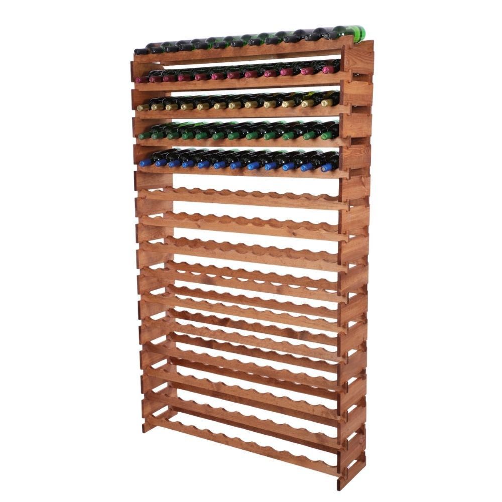 WEINREGAL VINOTECA FLEX PRO HxBxT 205x123x28cm 180 Flaschen auf 15 Ebenen Braun geölt - Braun, Holz (123/205/28cm) - PROREGAL