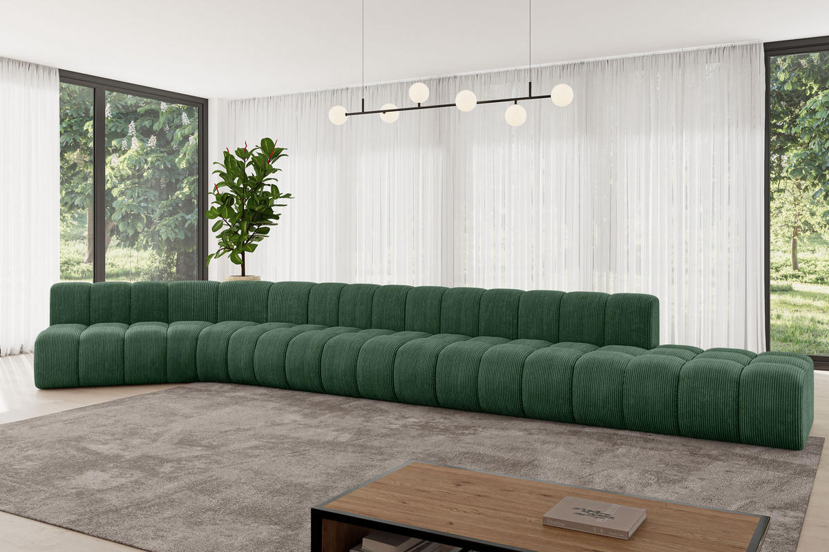 ECKSOFA modulares Sofa Brilo-L3 - 562x174x70 cm Grün - Grün, Holzwerkstoff/Textil (562/174cm) - ALTDECOR