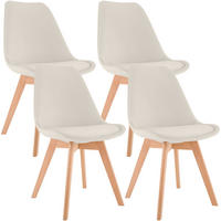 STUHL 4er Set Samt beige - Eukalyptusholzfarben/Beige, Holz/Textil (49/83/50cm) - CLP
