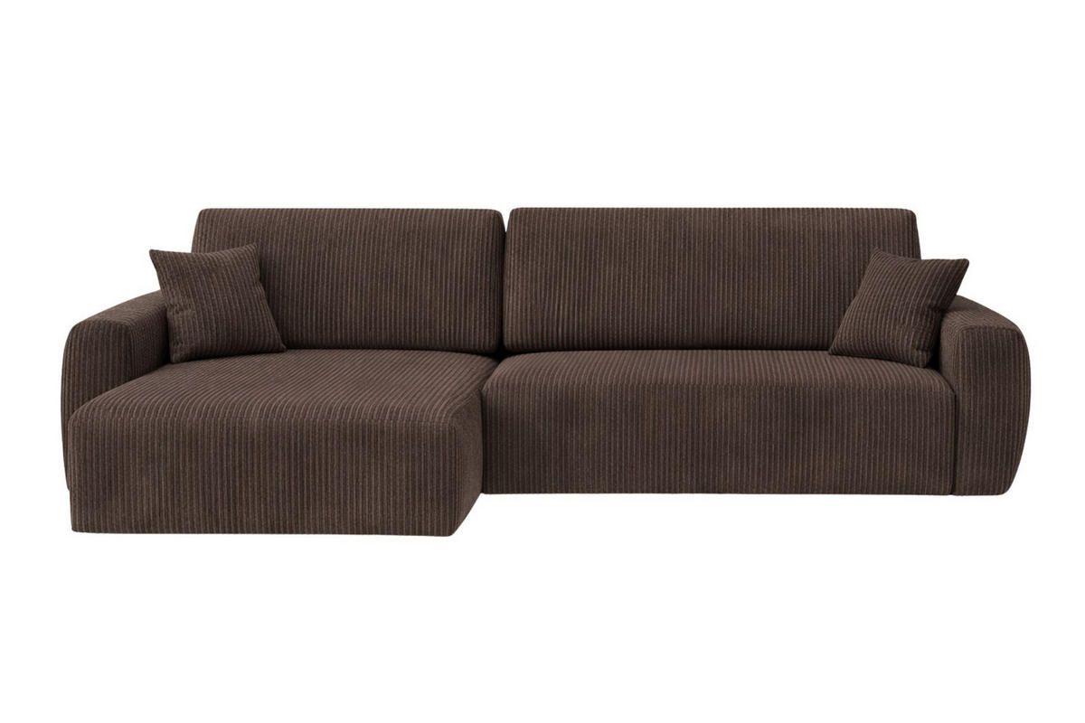 ECKSOFA Mit Schlaffunktion Ariel L, Cordstoff, Stoff Poso, Braun, Links - Braun, Holz (250/142cm) - Kaiser Möbel